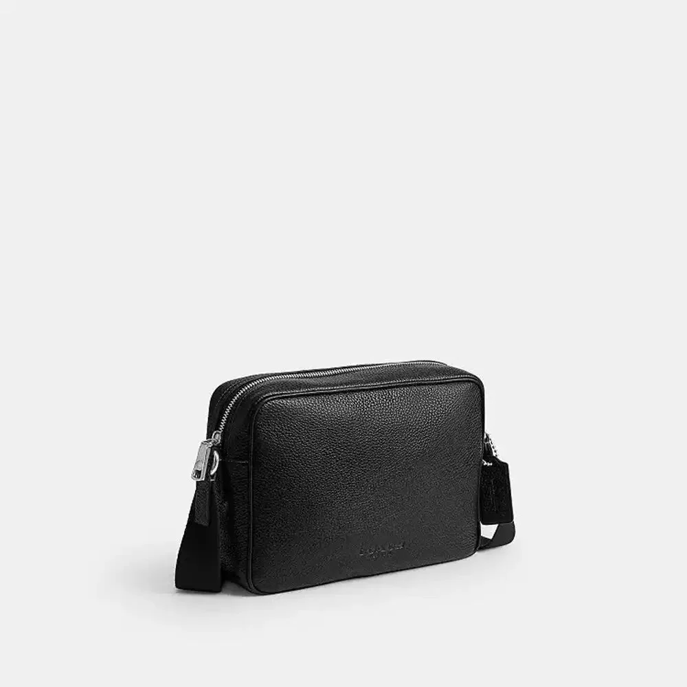 NWT Coach Colton Crossbody Bag 25 CES86 Silver/Black Refined pebble leather